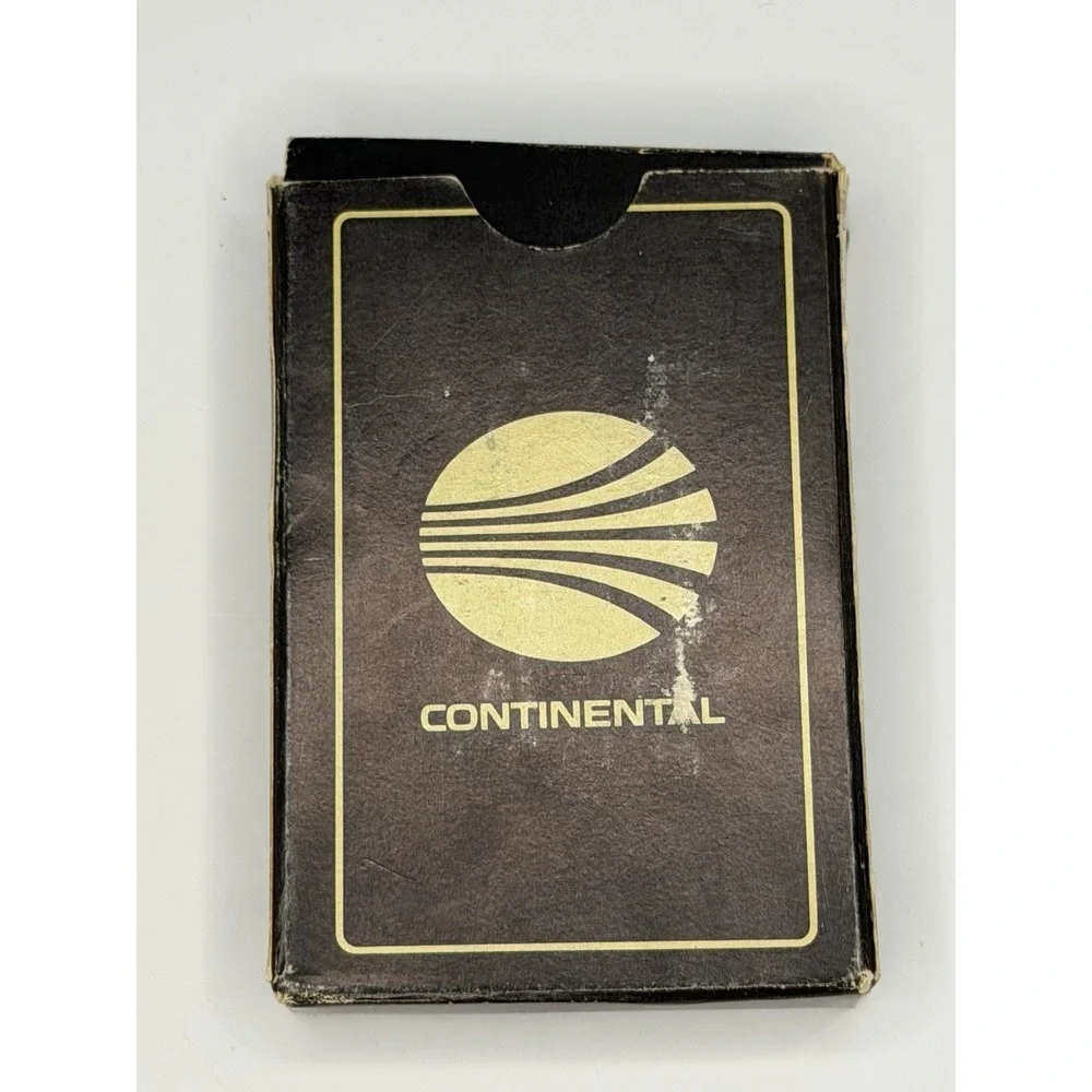 Continental Airlines Vintage  Playing Cards Deck Black Gold Logo